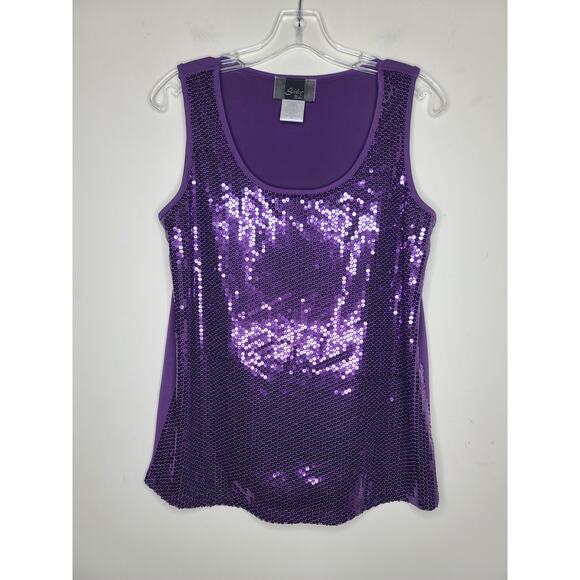 Slinky Brand Tops - Slinky purple sequin sparkle tank top - medium